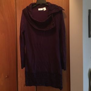 Tunic length purple sweater