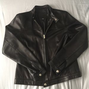 Rare Coach Black perforated leather moto jacket
