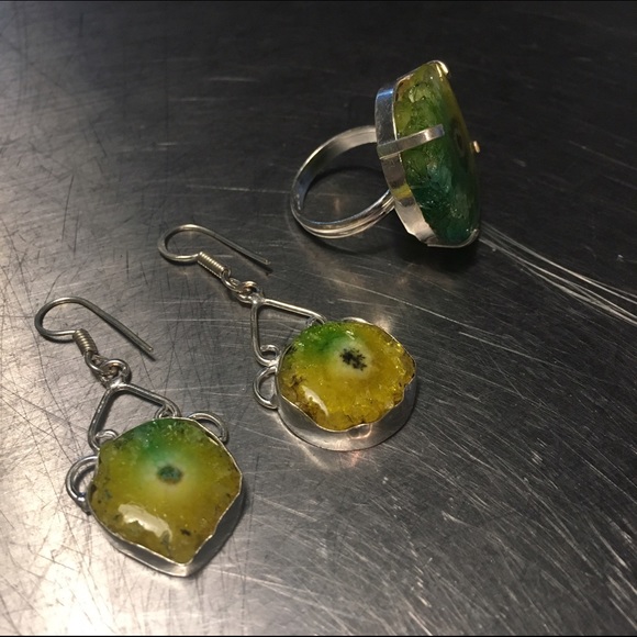 Dragon Eye Agate & Silver Jewelry Set - Picture 2 of 4