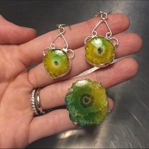 Dragon Eye Agate & Silver Jewelry Set