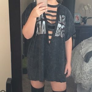 Lace up tshirt dress