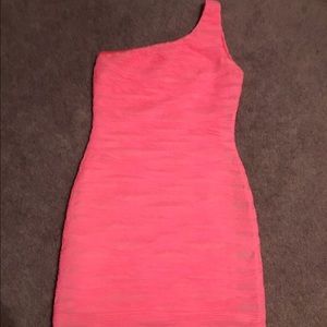 Florescent Pink one shoulder Dress