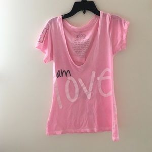 Pink peace love world athletic shirt