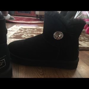 Black Ugg diamond studded low boot