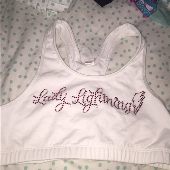 lady lightning sports bra signed by Olivia sumner