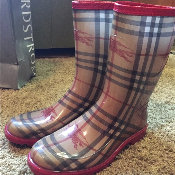 RARE: House Checked Burberry Rain Boots