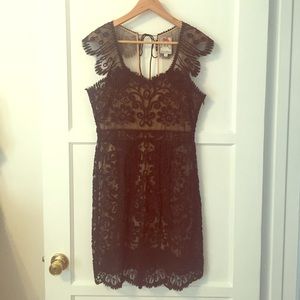 Beautiful Black Lace Dress with Nude Slip