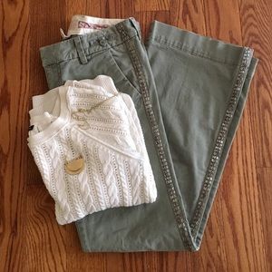 American Eagle Light Green Flare Pants