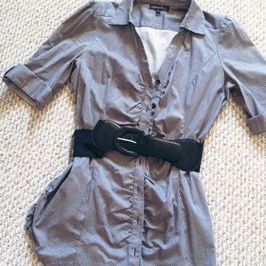 Dark blue strips long shirt