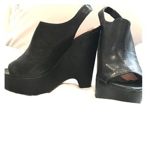High heel peep toe platform wedge