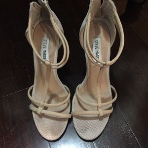 strappy nude heels