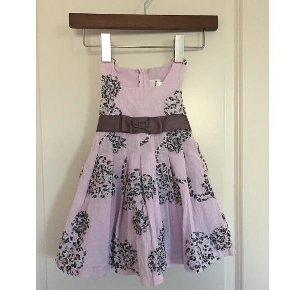 Gorgeous lilac swiss dots brown ribbon dress
