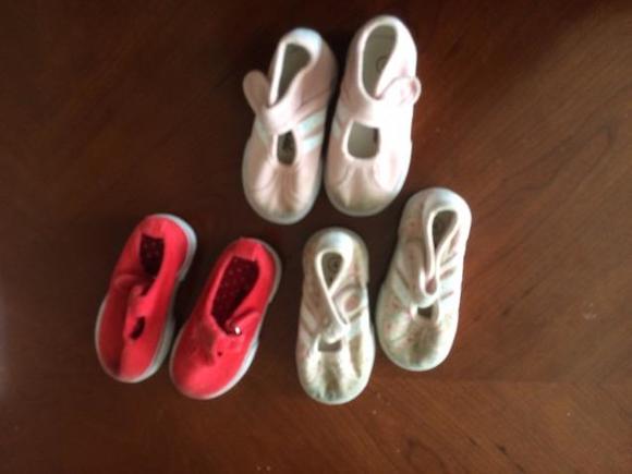 3 shoes, canvas top. Velcro close
