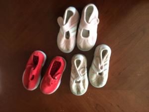 3 shoes, canvas top. Velcro close