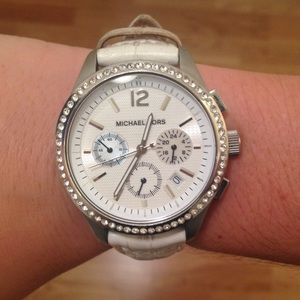 Michael Kors white leather watch