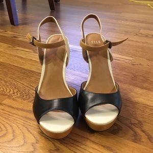 Elle Colorblock Wedge Sandals Size 6.5