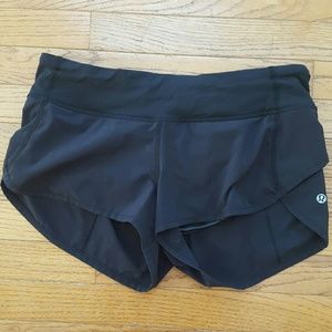 Lululemon size 6 black speed shorts, 4 way stretch