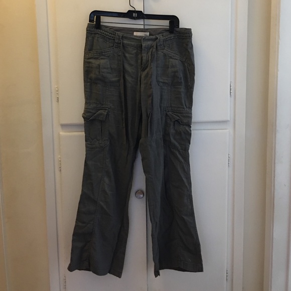 Old navy linen drawstring gray cargo pants size 6