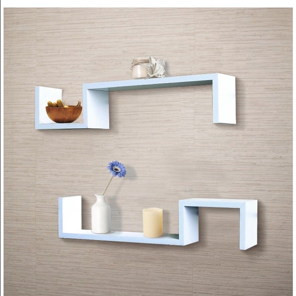 Set of 2 Color "S" Wall Mount Shelves(White)