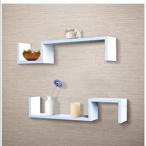 Set of 2 Color "S" Wall Mount Shelves(White)
