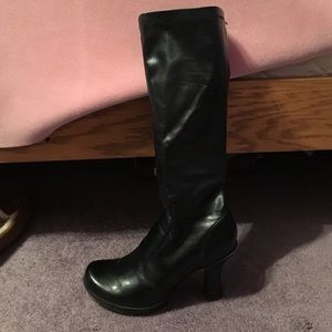 Knee high black heel boots