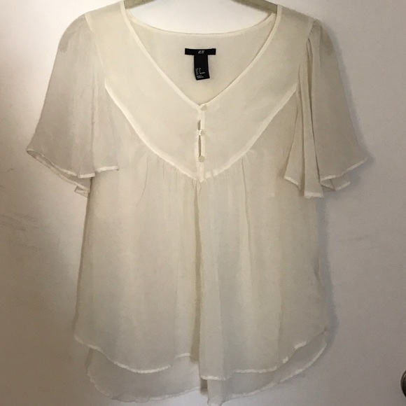 H&M White Short Sleeve Blouse