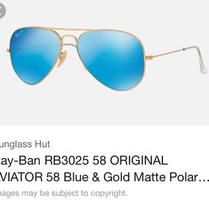 NWOT 58 MM RAY BAN blue mirror POLARIZED aviator