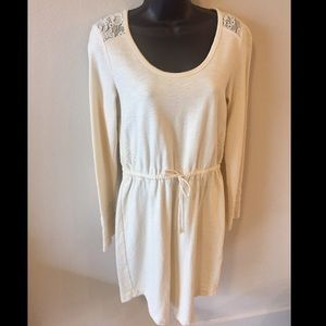 Last chance! Ivory/lace long sleeved cotton dress