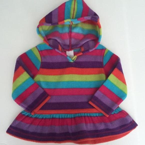 Multicolored stripe peplum fleece sweatshirt. - Picture 1 of 2