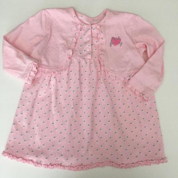 Pink dress with grey and white dots - Picture 1 of 2