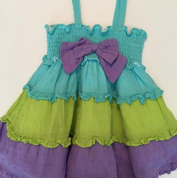 Bright turquoise, lime and purple sundress - Picture 1 of 3