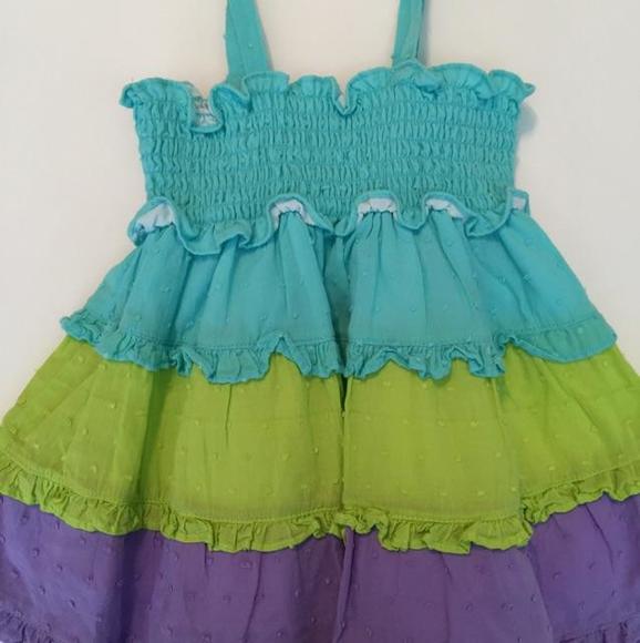Bright turquoise, lime and purple sundress - Picture 2 of 3