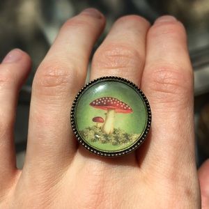 Whimsical Mushroom Fairy Adjustable Ring