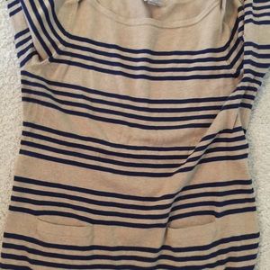 Sweater tan with blue stripes