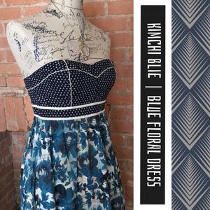 {NWOT} Kimchi Blue | Strapless Blue Floral Dress