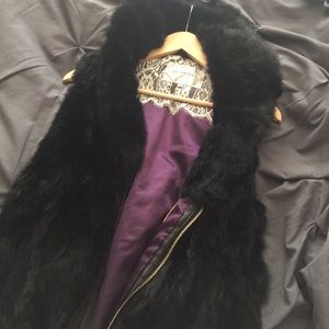 Real Fur Vest with Leather Trim