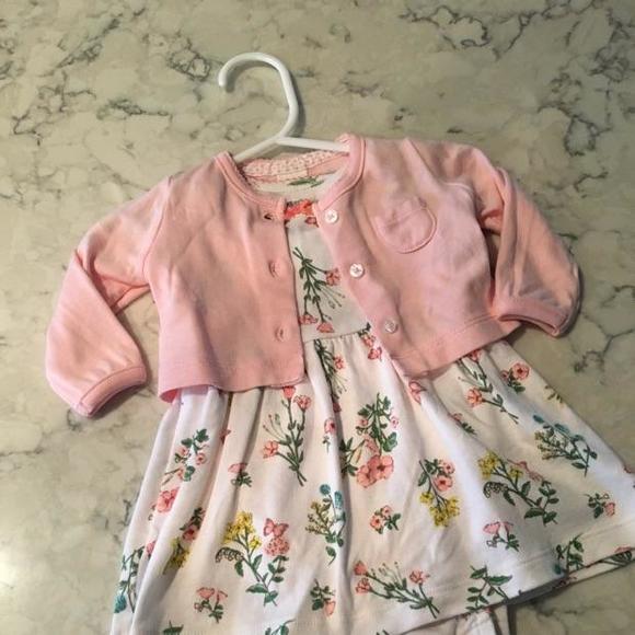 Carters 2 piece floral dress and cardigan 3M
