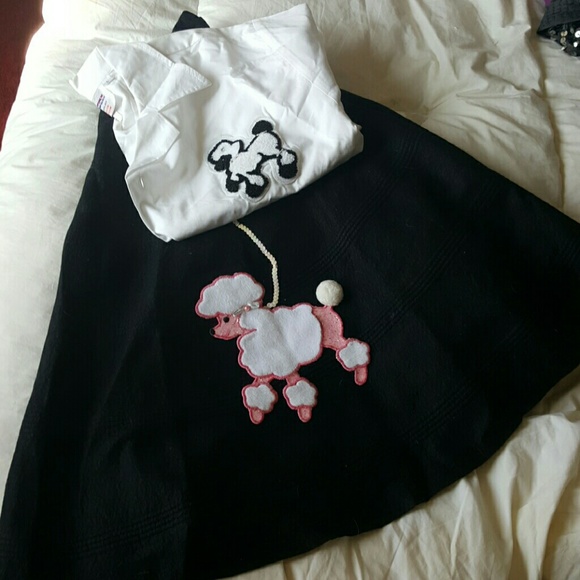 Black Pink White Poodle Skirt and Top