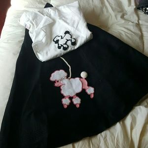 Black Pink White Poodle Skirt and Top