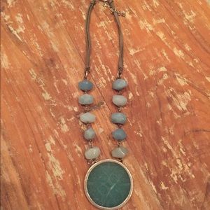 Silpada aqua stone, leather and sterling necklace