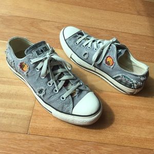 Frayed Grey Patchwork Converse