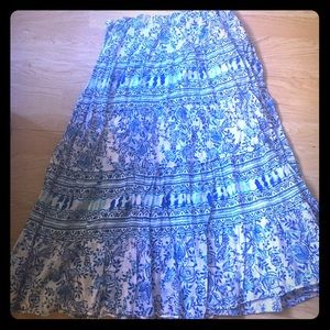 Chaps long blue bohemian skirt
