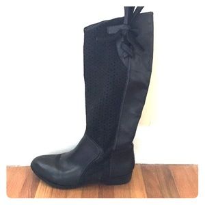 Anthropologie Black Leather/Suede Riding Boots
