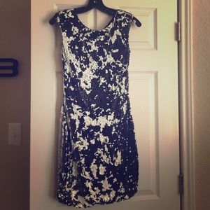 Black and White Sequined Aidan Mattox Dress