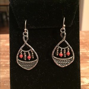 Silpada sterling coral and pearl earrings