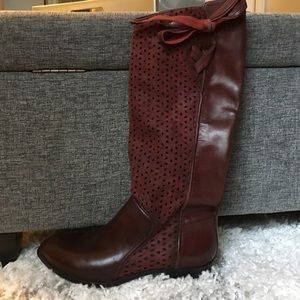 Anthropologie Cognac Suede/Leather Riding Boots