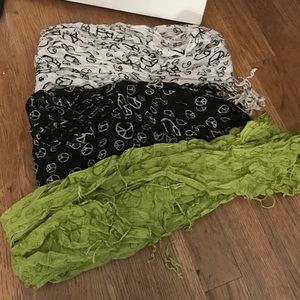 Peace sign trio scarves Green,White,Black