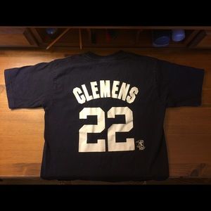 Yankees Roger Clemens #22 Navy Blue Youth T-shirt