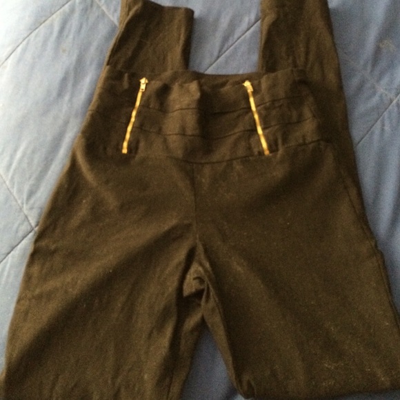 Black double sided zipper pants