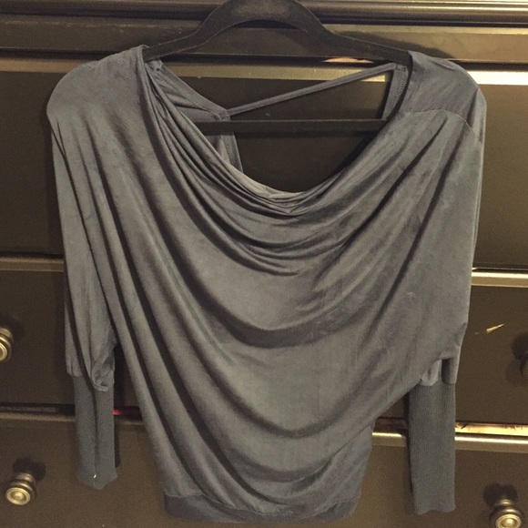 Navy swooped neck top